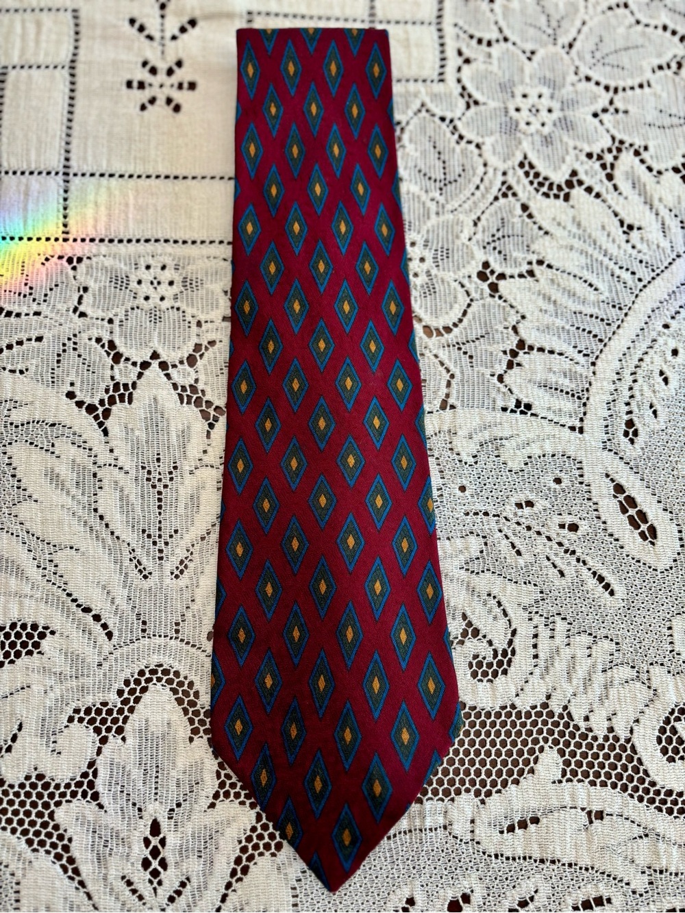 Vintage Polo by Ralph Lauren Burgundy Tie with Diamond Pattern